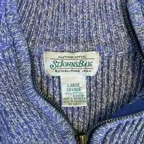 St Johns Bay Men’s 1/4 Zip Pullover 100% Cotton Size Large - Picture 7 of 11